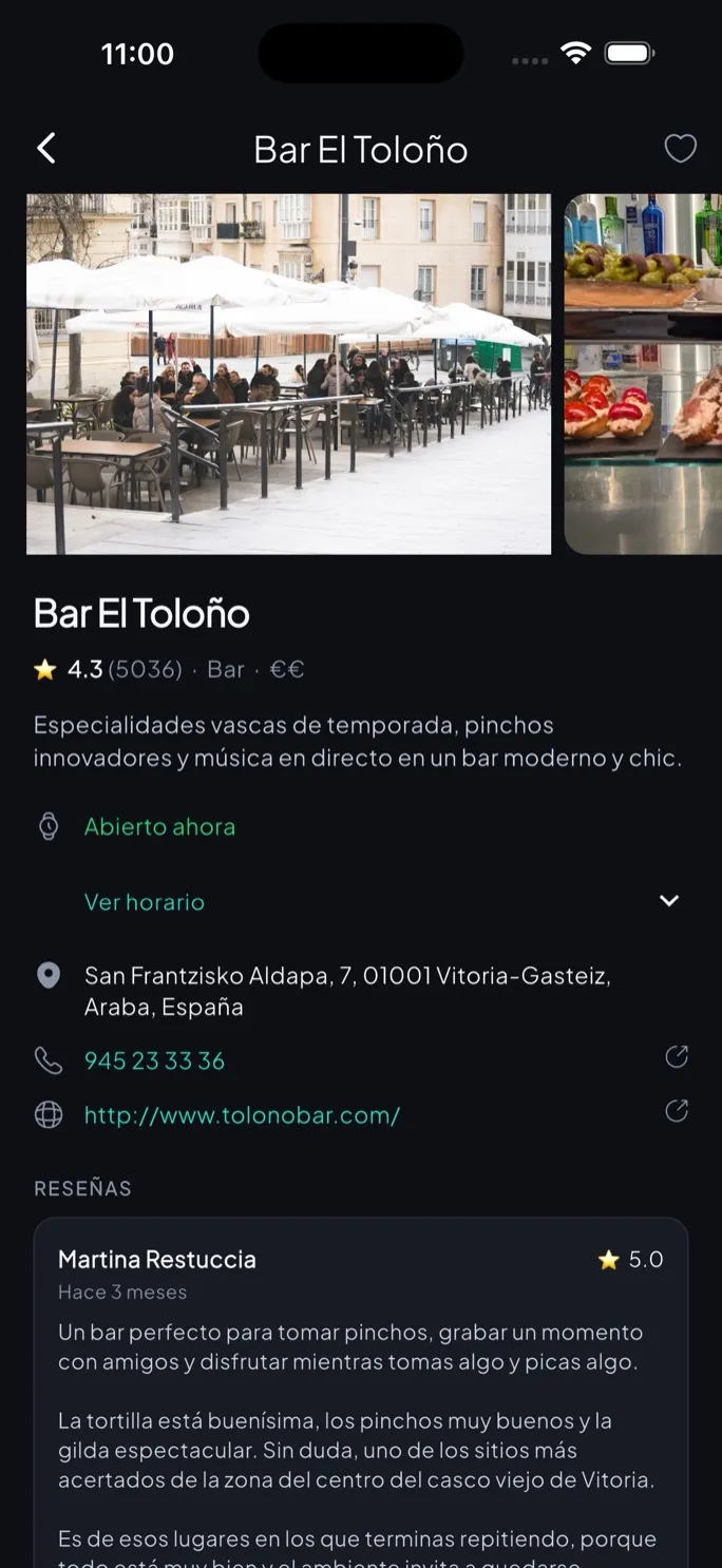 Detalle de un sitio en PlanApp