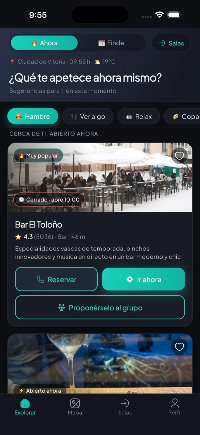 Pantalla Explorar de PlanApp